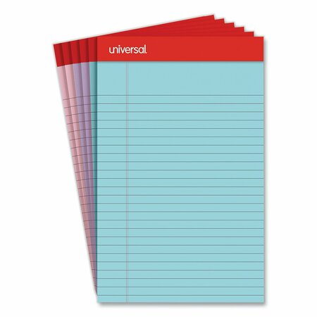 UNIVERSAL Perforated Ruled Writing Pads, Narrow Rule, Red Headband, 50 Assorted Pastels 5 x 8 Sheets, 6PK UNV63016